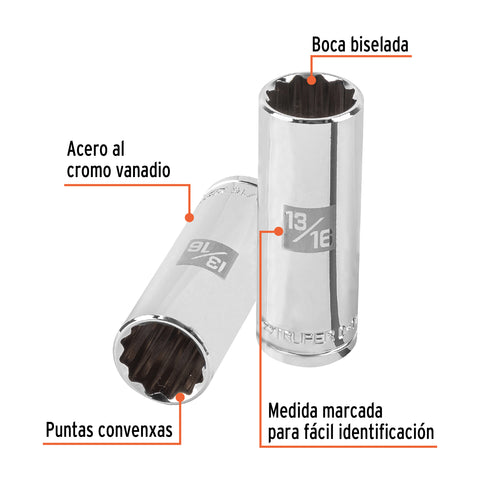 Dado largo de 13/16', 12 puntas, cuadro 1/2', Truper | D-1226-EL | 13367