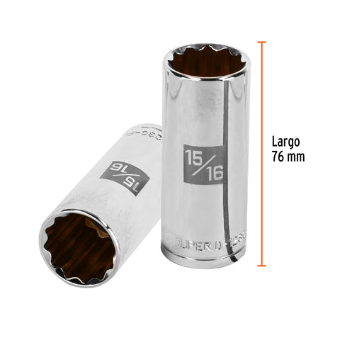 Dado largo de 15/16', 12 puntas, cuadro 1/2', Truper | D-1230-EL | 13369