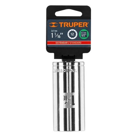 Dado largo de 1-1/16', 12 puntas, cuadro 1/2', Truper | D-1234-EL | 13371