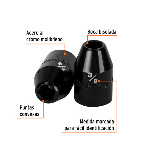 Dado de impacto de 3/8', 6 puntas, cuadro 1/2', Truper | D-7412-H | 13375