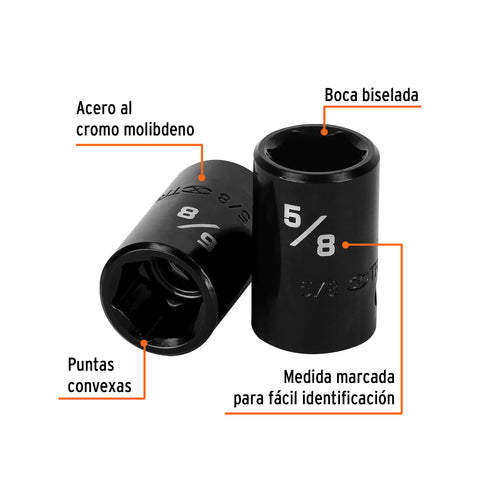 Dado de impacto de 5/8', 6 puntas cuadro 1/2', Truper | D-7420-H | 13379