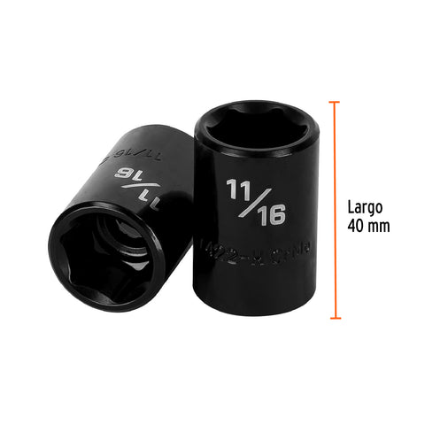 Dado de impacto de 11/16', 6 puntas, cuadro 1/2', Truper | D-7422-H | 13380