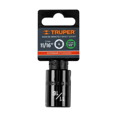 Dado de impacto de 11/16', 6 puntas, cuadro 1/2', Truper | D-7422-H | 13380