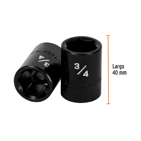 Dado de impacto de 3/4', 6 puntas, cuadro 1/2', Truper | D-7424-H | 13381