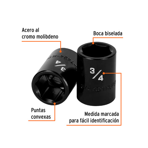 Dado de impacto de 3/4', 6 puntas, cuadro 1/2', Truper | D-7424-H | 13381