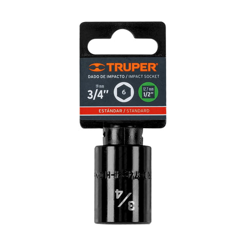 Dado de impacto de 3/4', 6 puntas, cuadro 1/2', Truper | D-7424-H | 13381