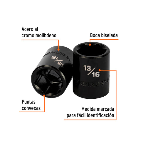 Dado de impacto de 13/16', 6 puntas, cuadro 1/2', Truper | D-7426-H | 13382