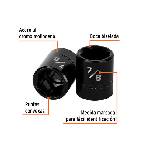 Dado de impacto de 7/8', 6 puntas, cuadro 1/2', Truper | D-7428-H | 13383