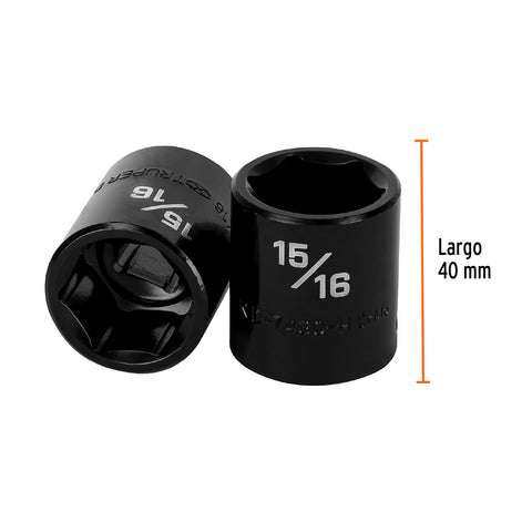 Dado de impacto de 15/16', 6 puntas, cuadro 1/2', Truper | D-7430-H | 13384