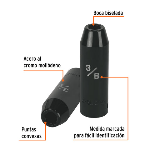 Dado largo impacto de 3/8', 6 puntas, cuadro 1/2', Truper | D-7312-HL | 13386