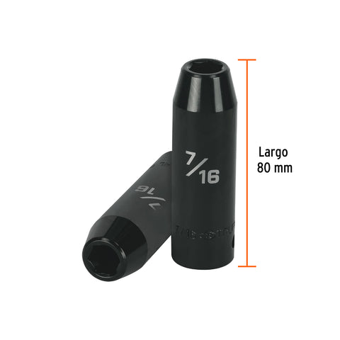 Dado largo impacto de 7/16', 6 puntas, cuadro 1/2', Truper | D-7314-HL | 13387