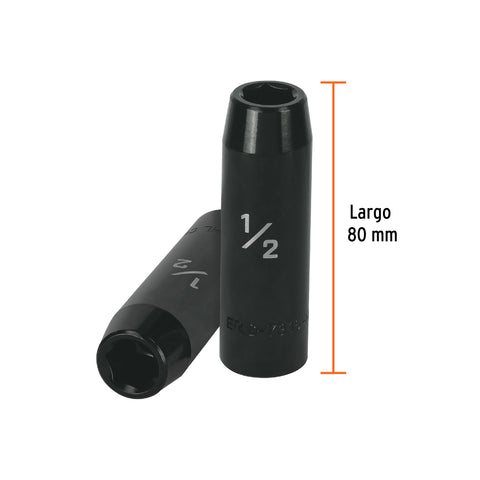 Dado largo impacto de 1/2', 6 puntas, cuadro 1/2', Truper | D-7316-HL | 13388