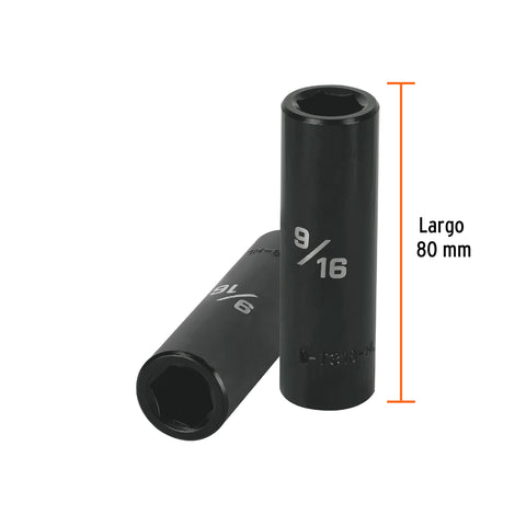 Dado largo impacto de 9/16', 6 puntas, cuadro 1/2', Truper | D-7318-HL | 13389