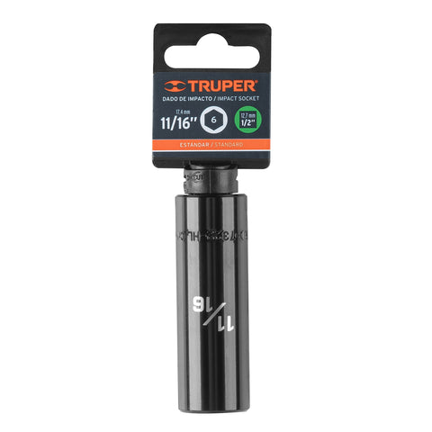 Dado largo impacto de 11/16', 6 puntas, cuadro 1/2', Truper | D-7322-HL | 13391