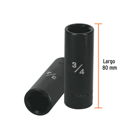 Dado largo impacto de 3/4', 6 puntas, cuadro 1/2', Truper | D-7324-HL | 13392