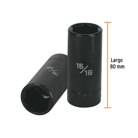 Dado largo impacto de 15/16', 6 puntas, cuadro 1/2', Truper | D-7330-HL | 13395