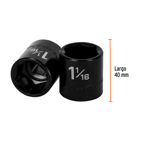 Dado de impacto de 1-1/16', 6 puntas, cuadro 1/2', Truper | D-7434-H | 13397
