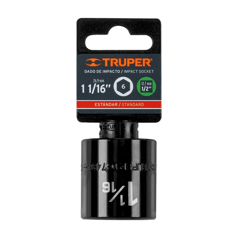 Dado de impacto de 1-1/16', 6 puntas, cuadro 1/2', Truper | D-7434-H | 13397
