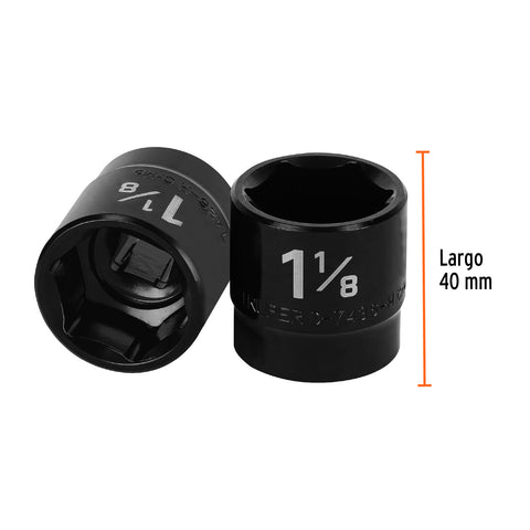 Dado de impacto de 1-1/8', 6 puntas, cuadro 1/2', Truper | D-7436-H | 13398