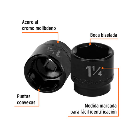 Dado de impacto de 1-1/4', 6 puntas, cuadro 1/2', Truper | D-7440-H | 13399