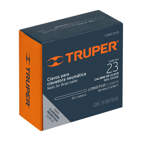 Caja con 10000 clavos calibre 23, 30 mm para CLNE-23, Truper | CLANEU-23-30 | 13408