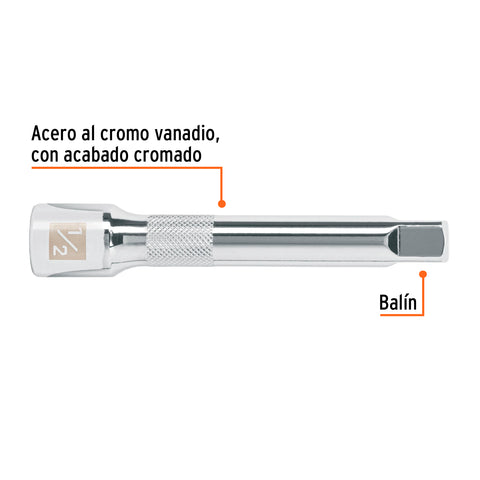 Extensión cuadro 1/2' para matraca, largo 5', Truper | E-5461 | 13416