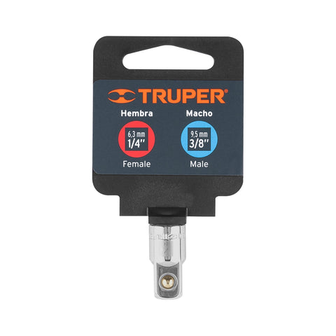 Adaptador para matraca de cuadro 1/4' a cuadro 3/8', Truper | A-5256 | 13417