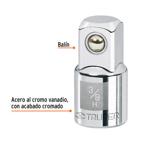 Adaptador para matraca de cuadro 3/8' a cuadro 1/2', Truper | A-5253 | 13420