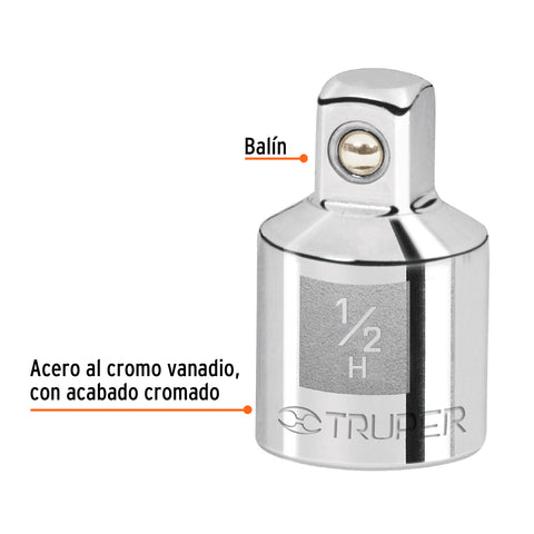 Adaptador para matraca de cuadro 1/2' a cuadro 3/8', Truper | A-5254 | 13422