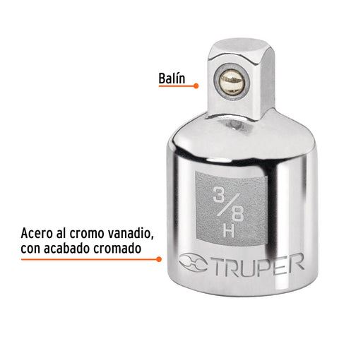 Adaptador para matraca de cuadro 3/8' a cuadro 1/4', Truper | A-5255 | 13423
