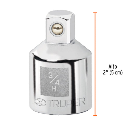 Adaptador para matraca de cuadro 3/4' a cuadro 1/2', Truper | A-5453 | 13424