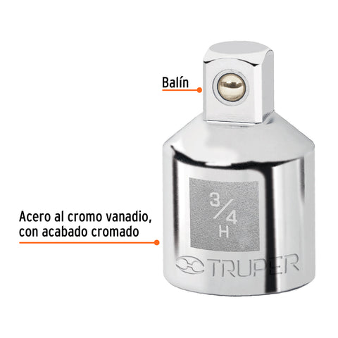 Adaptador para matraca de cuadro 3/4' a cuadro 1/2', Truper | A-5453 | 13424