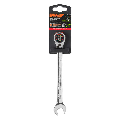 Llave combinada matraca reversible 1/2'x178 mm largo, Expert | LL-2016XR | 13431