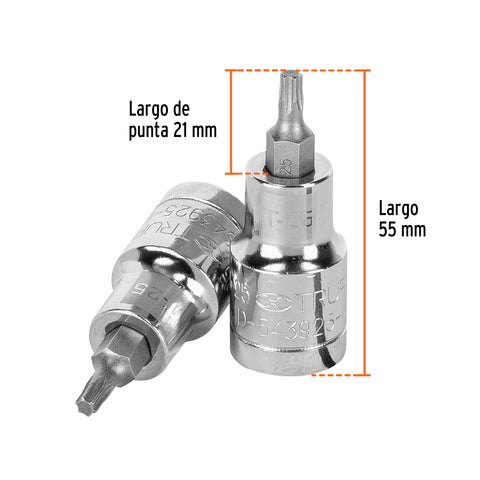 Dado punta torx T-25, cuadro 1/2', Truper | D-543925-W | 13435