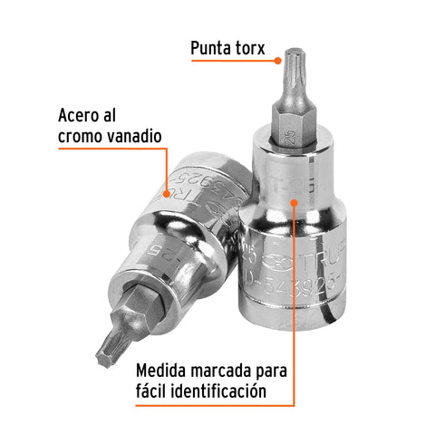 Dado punta torx T-25, cuadro 1/2', Truper | D-543925-W | 13435