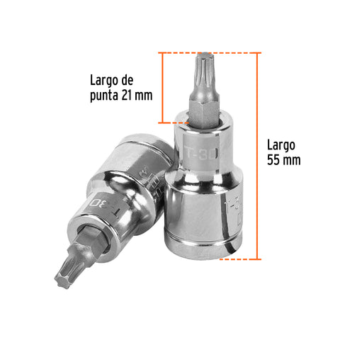 Dado punta torx T-30, cuadro 1/2', Truper | D-543930-W | 13436