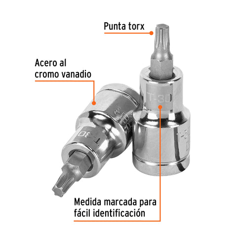 Dado punta torx T-30, cuadro 1/2', Truper | D-543930-W | 13436