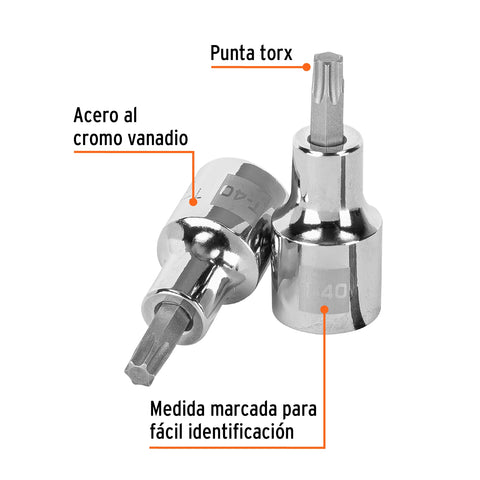 Dado punta torx T-40, cuadro 1/2', Truper | D-543940-W | 13437