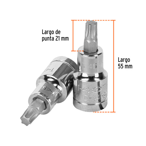 Dado punta torx T-45, cuadro 1/2', Truper | D-543945-W | 13438