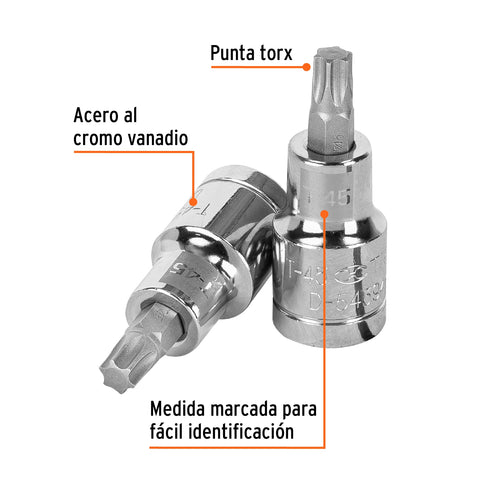Dado punta torx T-45, cuadro 1/2', Truper | D-543945-W | 13438