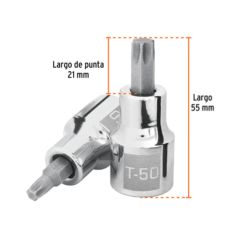 Dado punta torx T-50, cuadro 1/2', Truper | D-543950-W | 13439