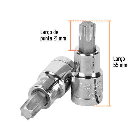 Dado punta torx T-55, cuadro 1/2', Truper | D-543955-W | 13440