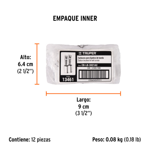 Bolsa con 2 carbones de repuesto para LIBA-3X21A2, TRUPER | CB-LB-3X21A2 | 13461