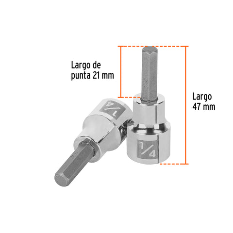 Dado punta hexagonal de 1/4', cuadro 3/8', Truper | D-4990-1/4 | 13465
