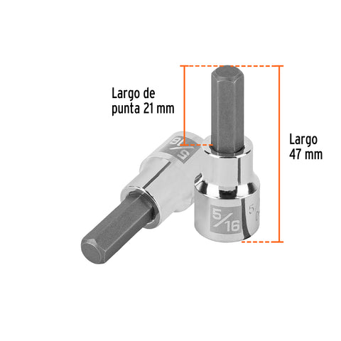 Dado punta hexagonal de 5/16', cuadro 3/8', Truper | D-4990-5/16 | 13466