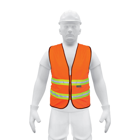 Chaleco de seguridad naranja alta visibilidad con cierre | CHS-600N | 13473