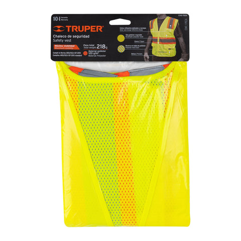 Chaleco de seguridad verde max visibilidad y 6 bolsas | CHS-700V | 13476