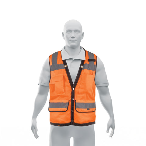 Chaleco seguridad reforzado naranja con bolsas, G, EXPERT | CHS-800N-L | 13480