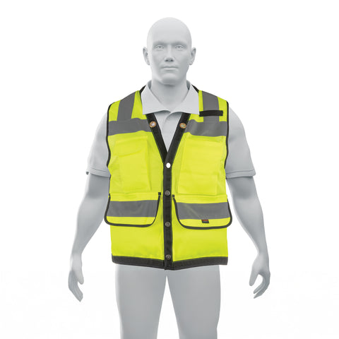Chaleco seguridad reforzado verde con bolsas, G, EXPERT | CHS-800V-L | 13483