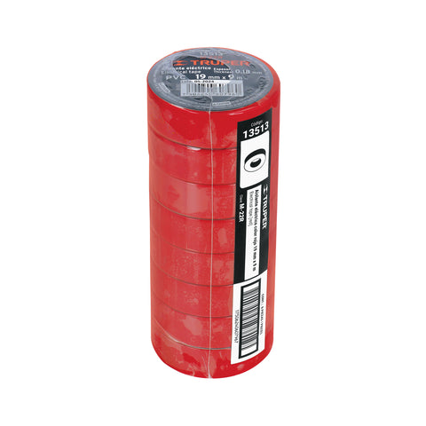 Cinta de aislar de 9 m x 19 mm, roja, Truper | M-22R | 13513